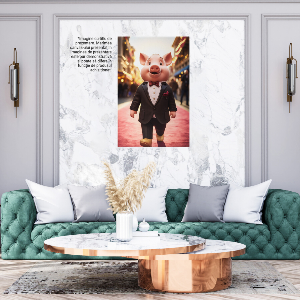 Purceluș în Costum Negru pe Covor Roșu - Pictură Digitală pentru Copii, Marime 40x25CM [4]