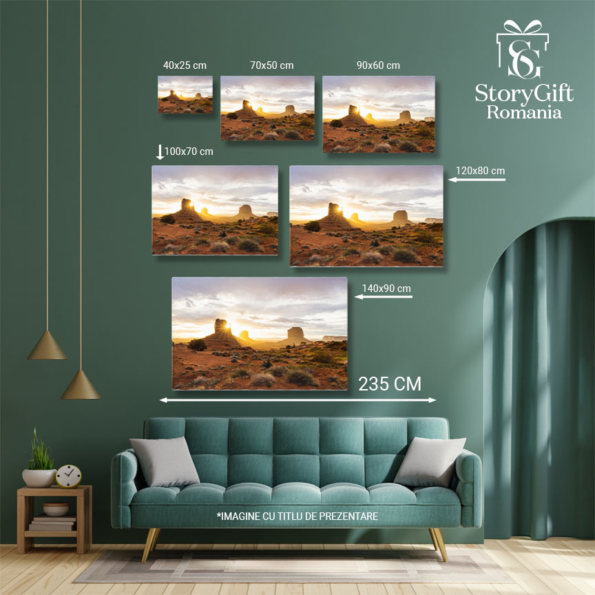 Tablou Canvas Rasarit Dramatic Vazut in Cunoscuta Monument Valley rasarit, peisaj, monument valley, natura, desert 1704 40x25CM [5]