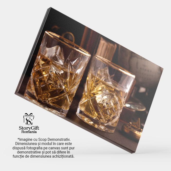 Tablou Canvas Rasfat Cu Bauturi Fine: Whisky si Brandy 40x25CM [4]