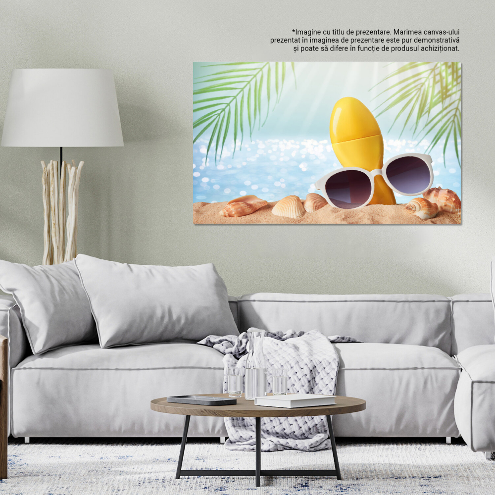 Tablou Canvas Răsfăț de Vară: Cosmetice pentru Plajă, Marime 40x25CM [3]