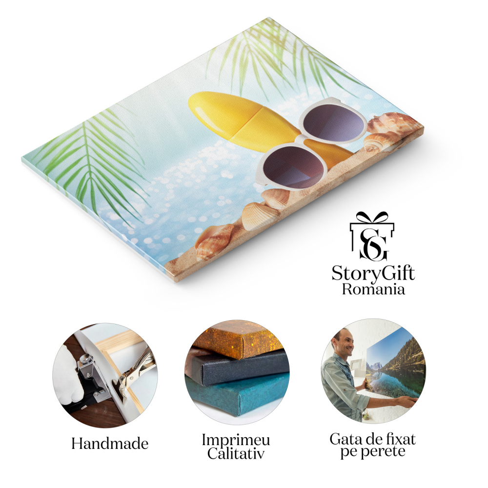 Tablou Canvas Răsfăț de Vară: Cosmetice pentru Plajă, Marime 40x25CM [2]