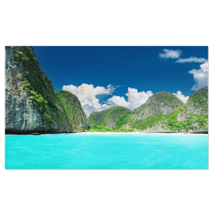 Tablou Canvas Rasfatul plajei o laguna fermecatoare cu nisip alb si apa turcoaz, un decor perfect pentru relaxare si aventura. 90x60CM [1]