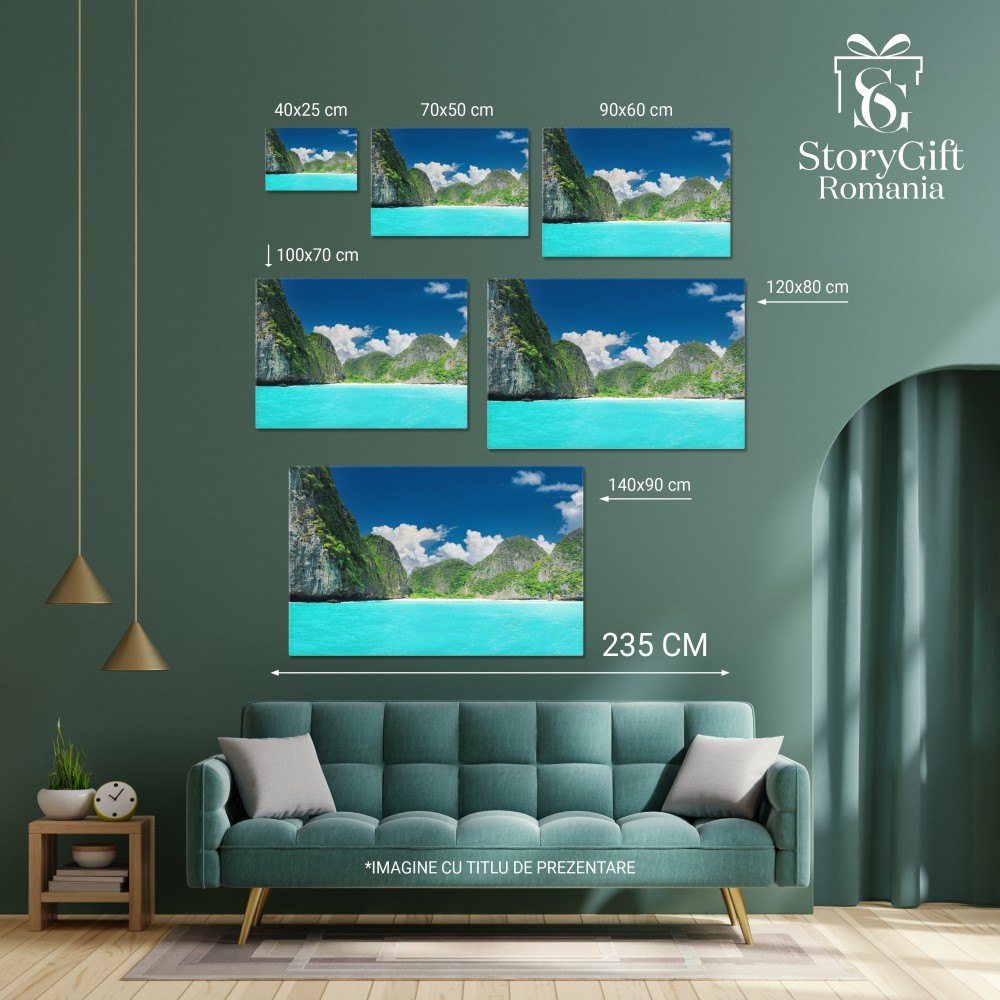 Tablou Canvas Rasfatul plajei o laguna fermecatoare cu nisip alb si apa turcoaz, un decor perfect pentru relaxare si aventura. 90x60CM [2]