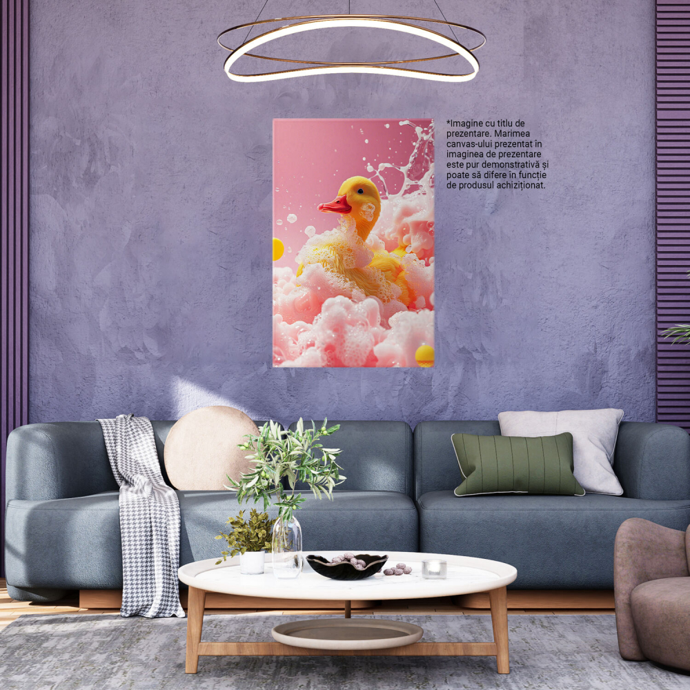 Tablou Canvas Rățușca Jucăușă cu Bule de Săpun, Marime 100x70CM [3]
