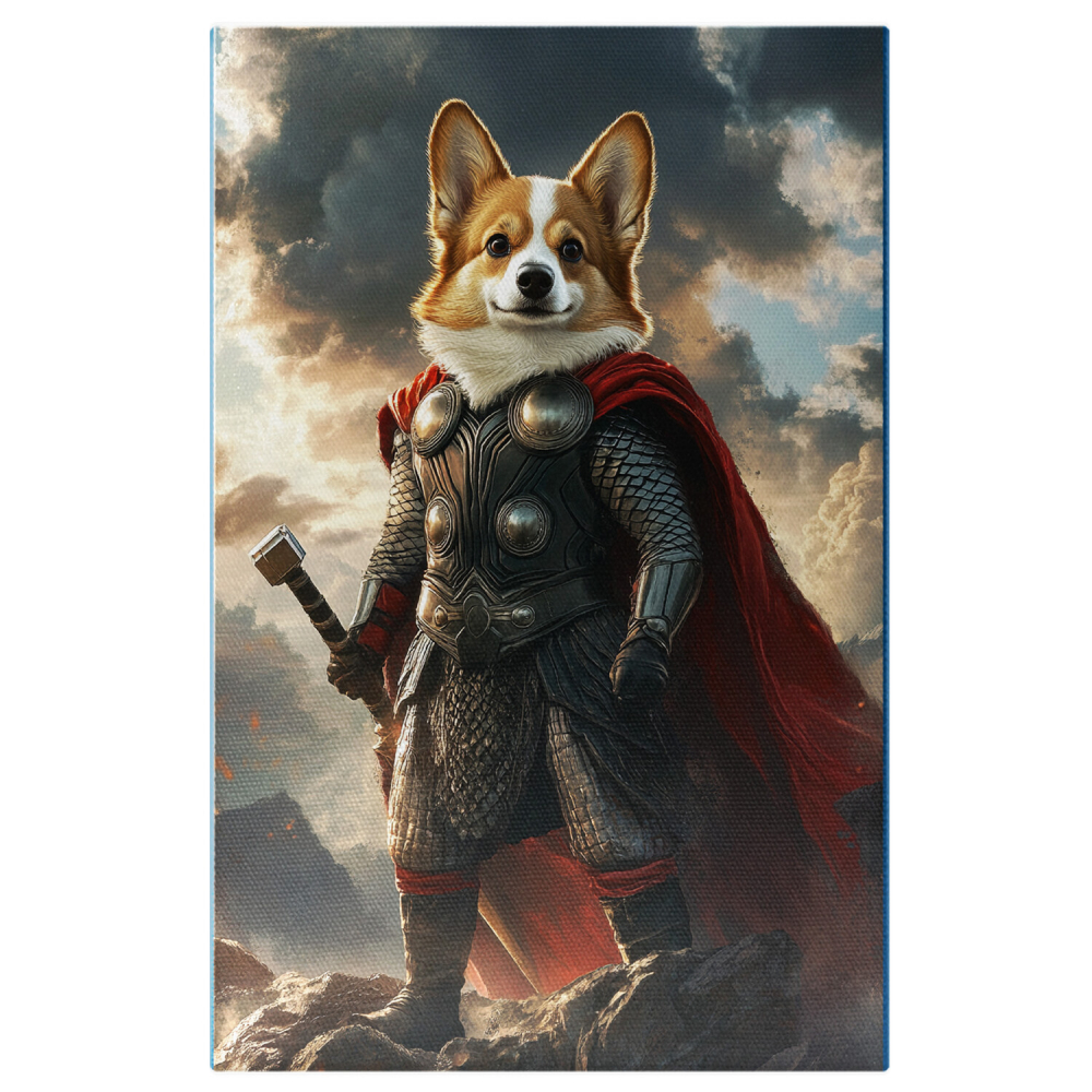  Tablou Canvas Personalizat Războinic Pe Stâncă Cu Armură Din Fier Și Sabie Stil ThorMarime 40x25CM [1]