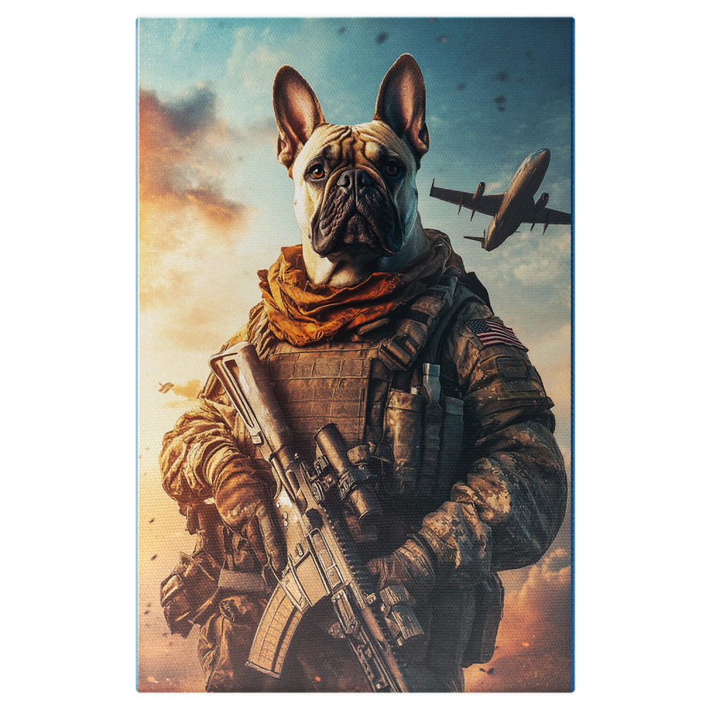  Tablou Canvas Personalizat Soldat American Pe Frontul De Luptă Cu MitralierăMarime 100x70CM [1]