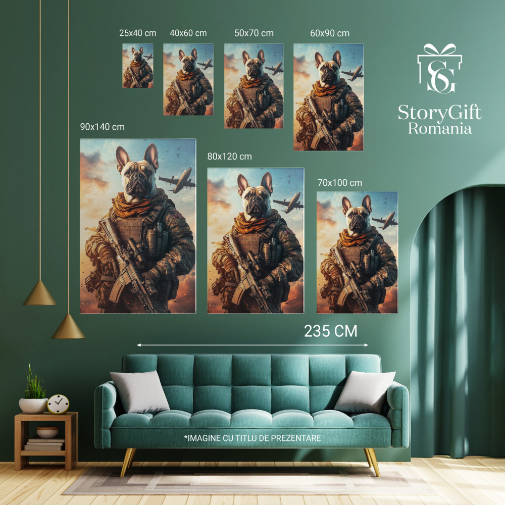  Tablou Canvas Personalizat Soldat American Pe Frontul De Luptă Cu MitralierăMarime 100x70CM [6]