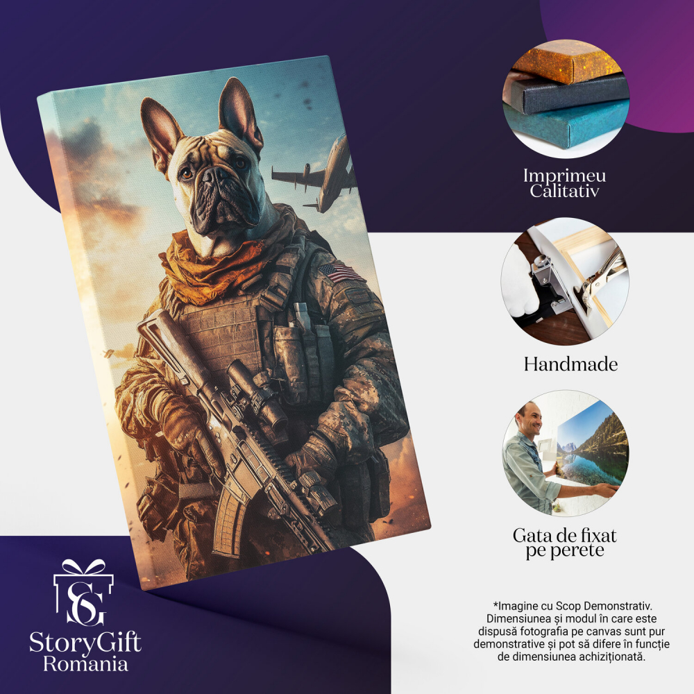  Tablou Canvas Personalizat Soldat American Pe Frontul De Luptă Cu MitralierăMarime 100x70CM [4]