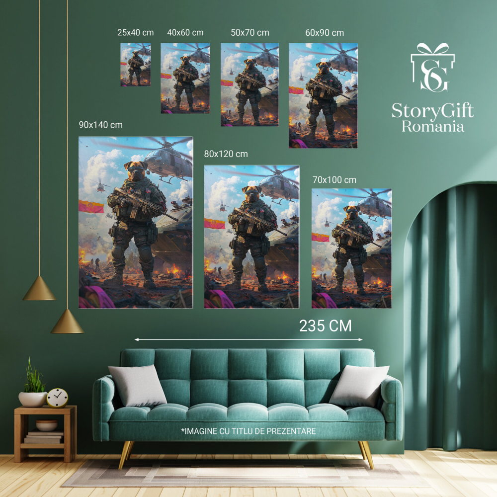  Tablou Canvas Personalizat Soldat American Pe Frontul De Luptă Cu MitralierăMarime 100x70CM [6]