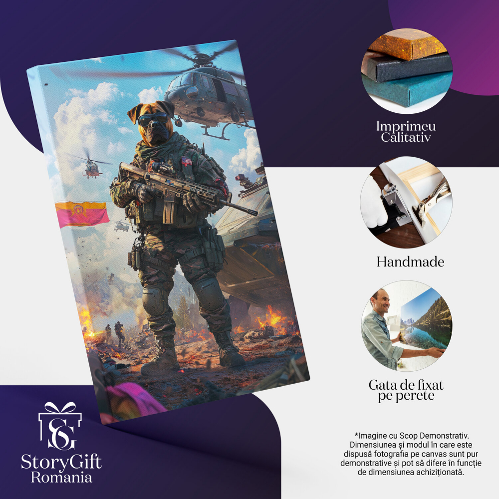  Tablou Canvas Personalizat Soldat American Pe Frontul De Luptă Cu MitralierăMarime 100x70CM [4]