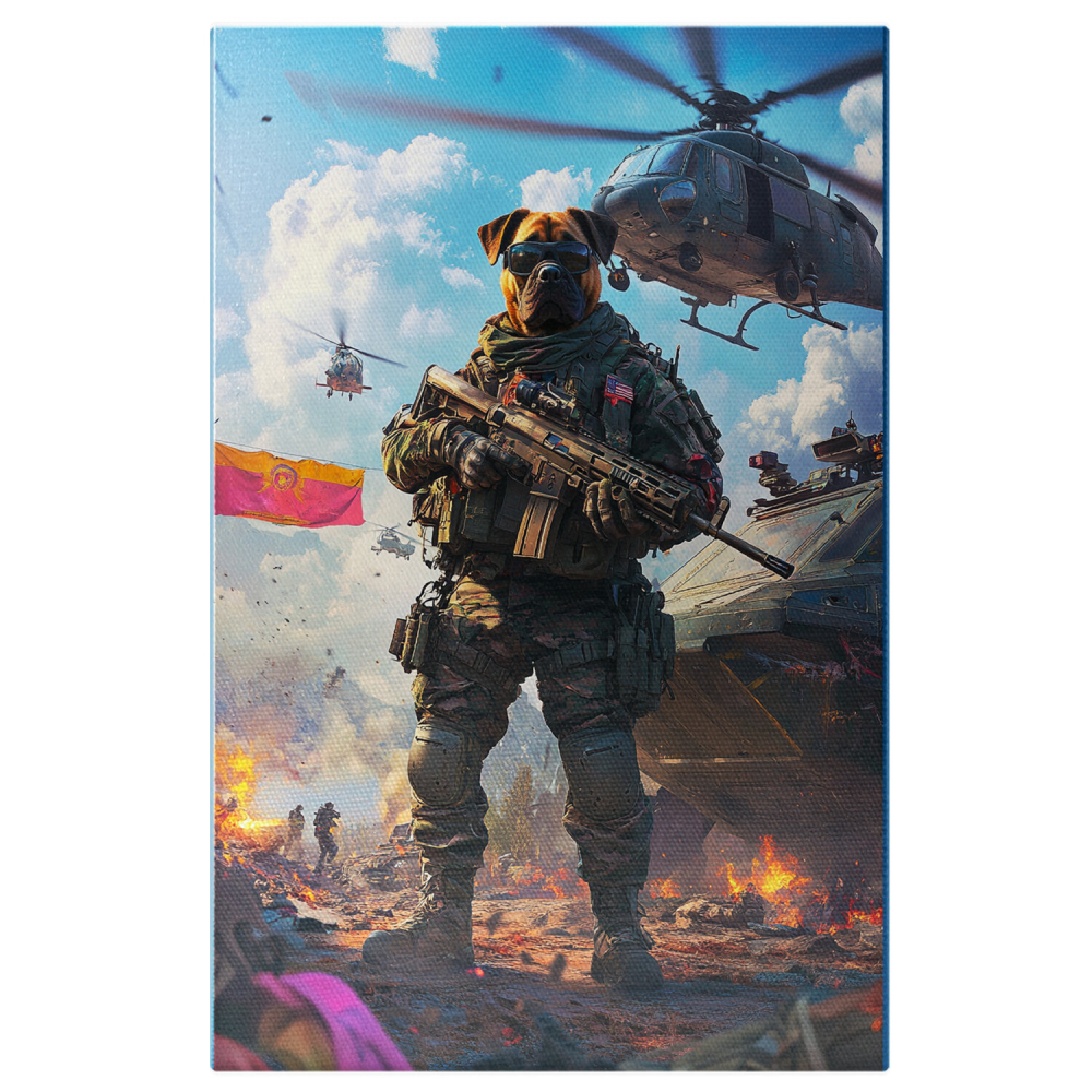  Tablou Canvas Personalizat Soldat American Pe Frontul De Luptă Cu MitralierăMarime 100x70CM [1]