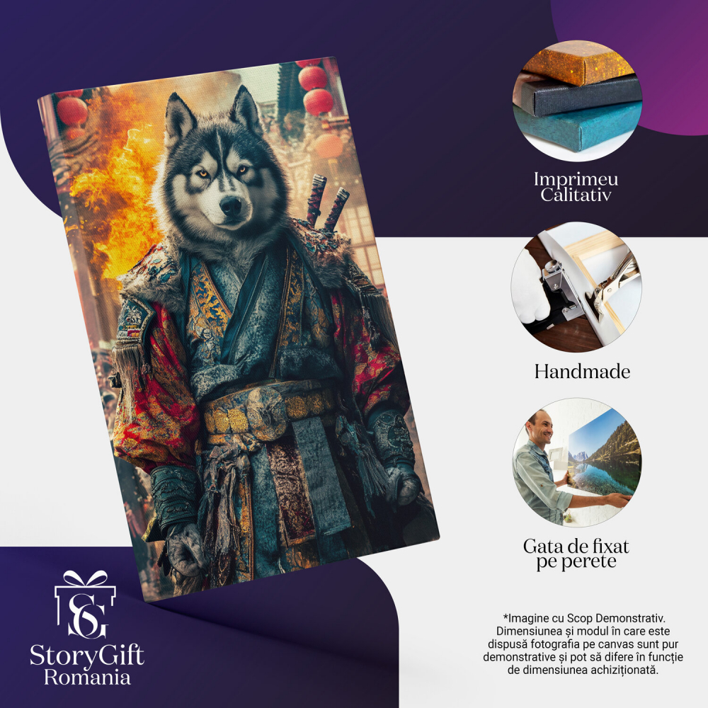  Tablou Canvas Personalizat Războinic Asiatic Cu Armură Colorată Pe Străzile Din JaponiaMarime 100x70CM [4]