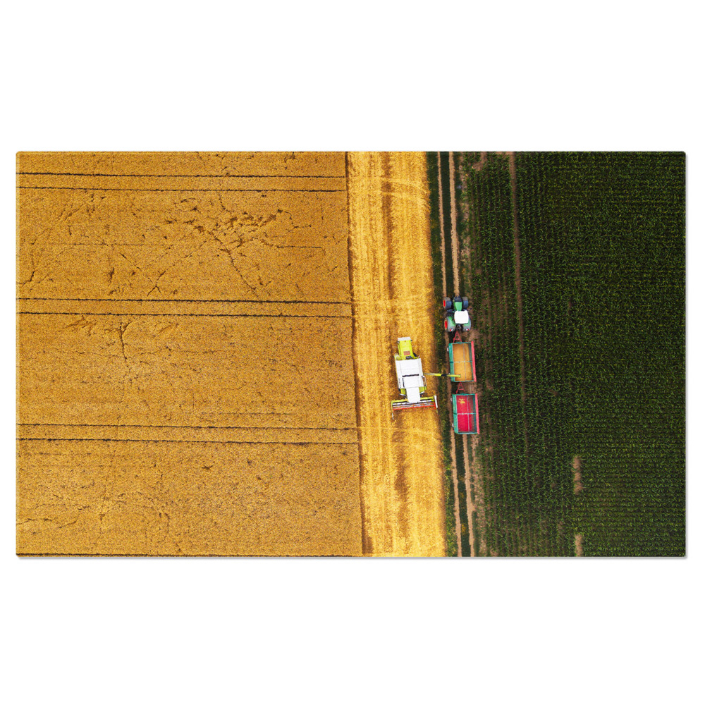 Tablou Canvas: Recolta Agricola - Combina, Campuri, Agricultura, Tehnologie Drone 40x25CM [1]