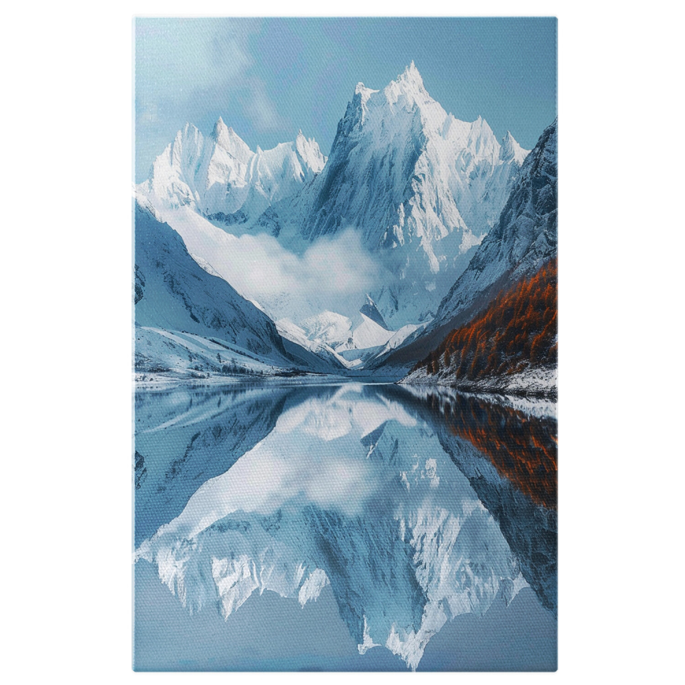 Reflexia Munților Înzăpeziți în Oglinda de Apă - Pictură Digitală, Marime 40x25CM [1]