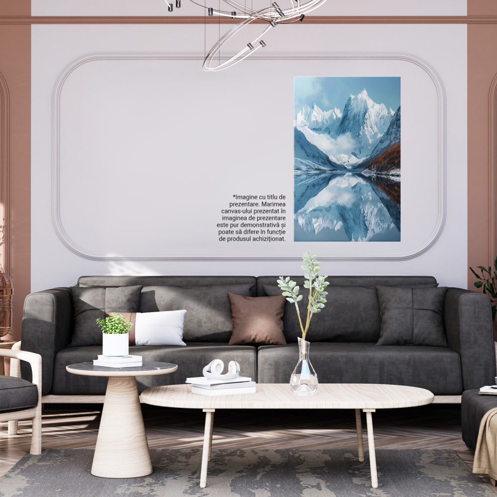 Reflexia Munților Înzăpeziți în Oglinda de Apă - Pictură Digitală, Marime 40x25CM [4]