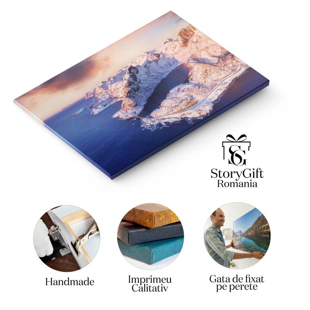 Reflexii și Apus în Munții Lofoten, Norvegia - O Magie Naturală, Marime 40x25CM [2]