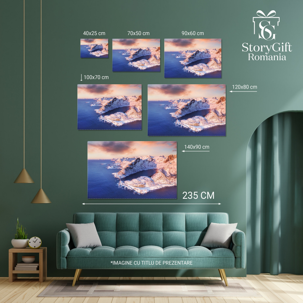 Reflexii și Apus în Munții Lofoten, Norvegia - O Magie Naturală, Marime 40x25CM [4]