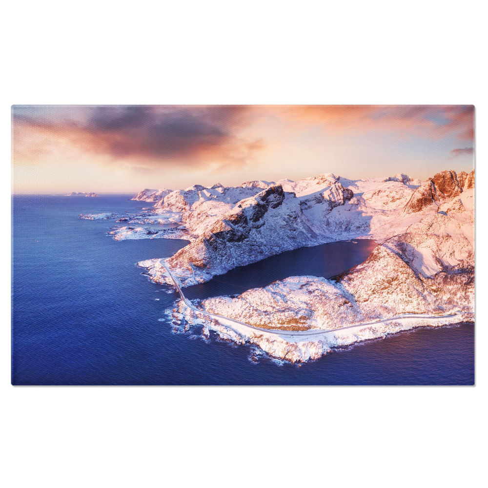 Reflexii și Apus în Munții Lofoten, Norvegia - O Magie Naturală, Marime 40x25CM [1]