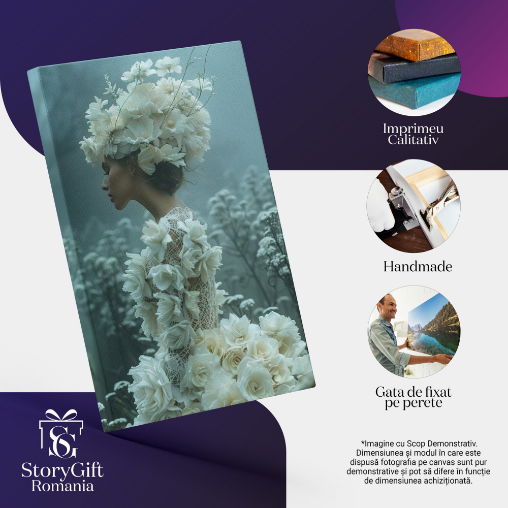 Refugiul Florilor Albe pe Domnița din Lână - Pictură Digitală în Ceata Naturii, Marime 40x25CM [2]