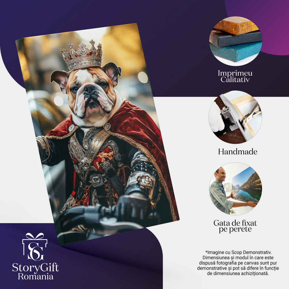  Tablou Canvas Personalizat Rege Pe Motocicletă În TraficMarime 40x25CM [4]