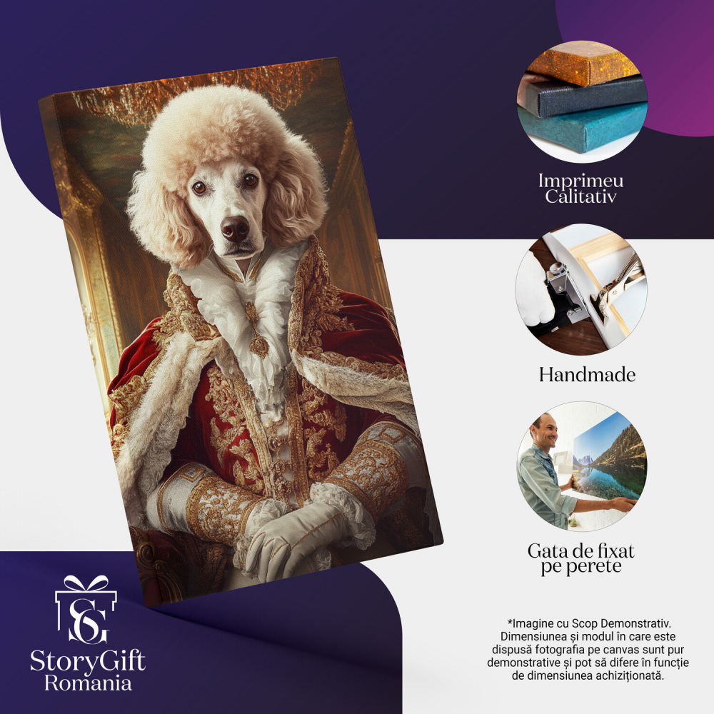  Tablou Canvas Personalizat Rege Regal Cu Haină De Blană Roșie Și Medalion De AurMarime 140x90CM [4]