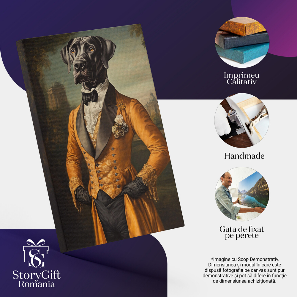  Tablou Canvas Personalizat Rege Regal Cu Sacou Portocaliu Și Floare RozMarime 40x25CM [4]