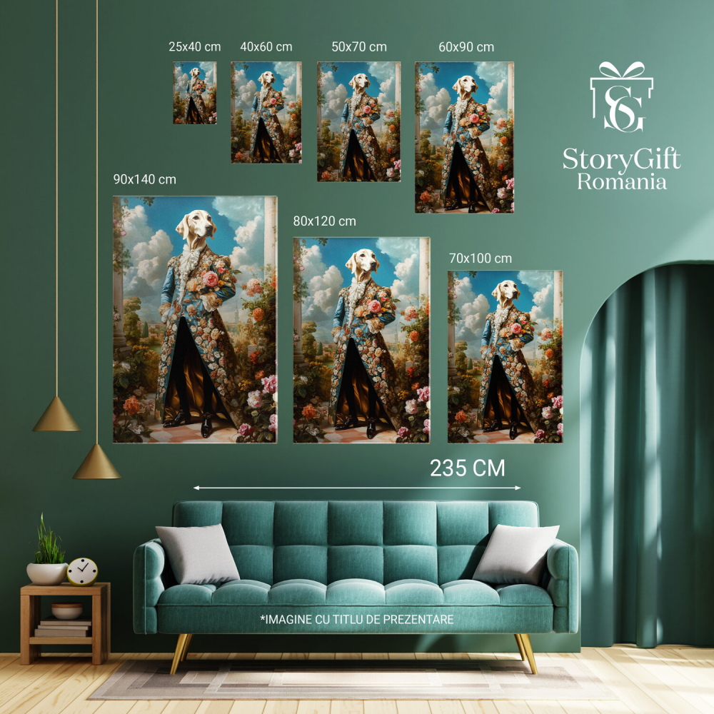 Tablou Canvas Personalizat - Animal Rege în Ținută Florală cu Guler Alb
Marime 40x25CM [6]