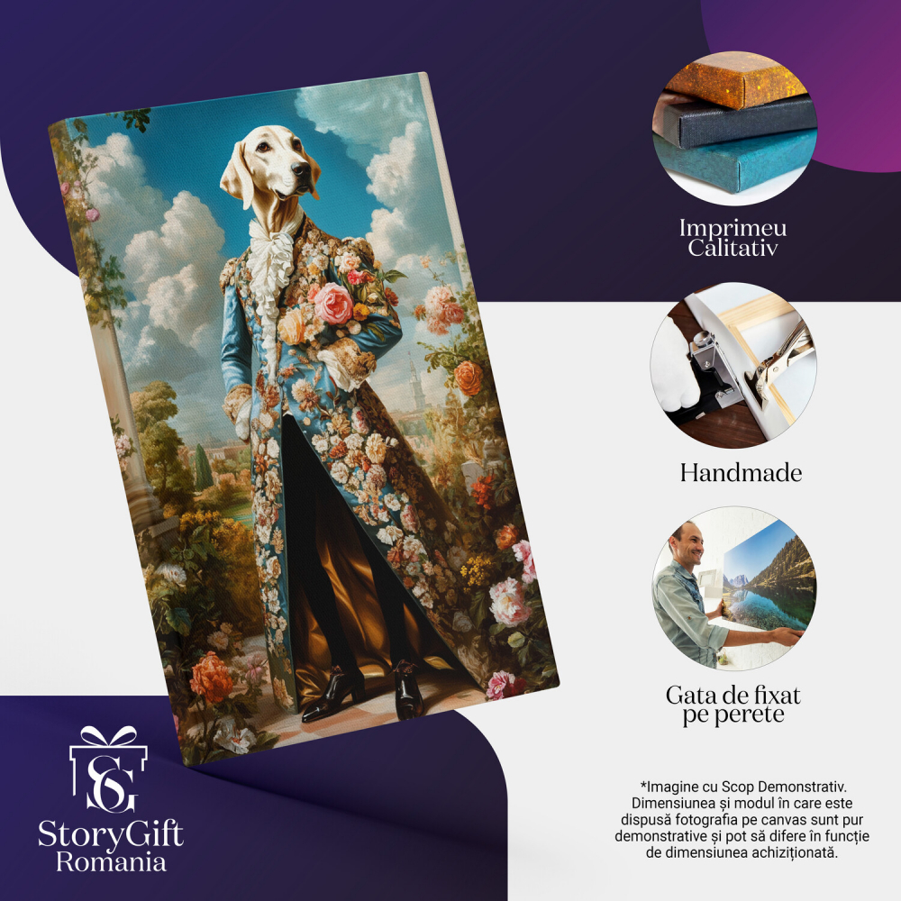 Tablou Canvas Personalizat - Animal Rege în Ținută Florală cu Guler Alb
Marime 40x25CM [4]