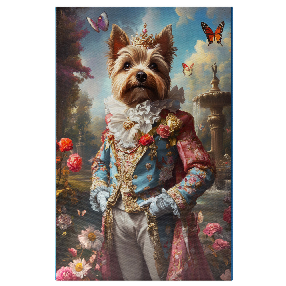  Tablou Canvas Personalizat Rege În Grădina Castelului Cu Căpă Roz Și FluturiMarime 40x25CM [1]