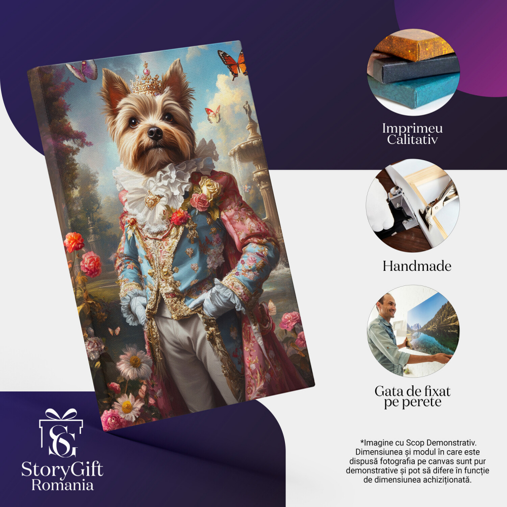  Tablou Canvas Personalizat Rege În Grădina Castelului Cu Căpă Roz Și FluturiMarime 40x25CM [4]