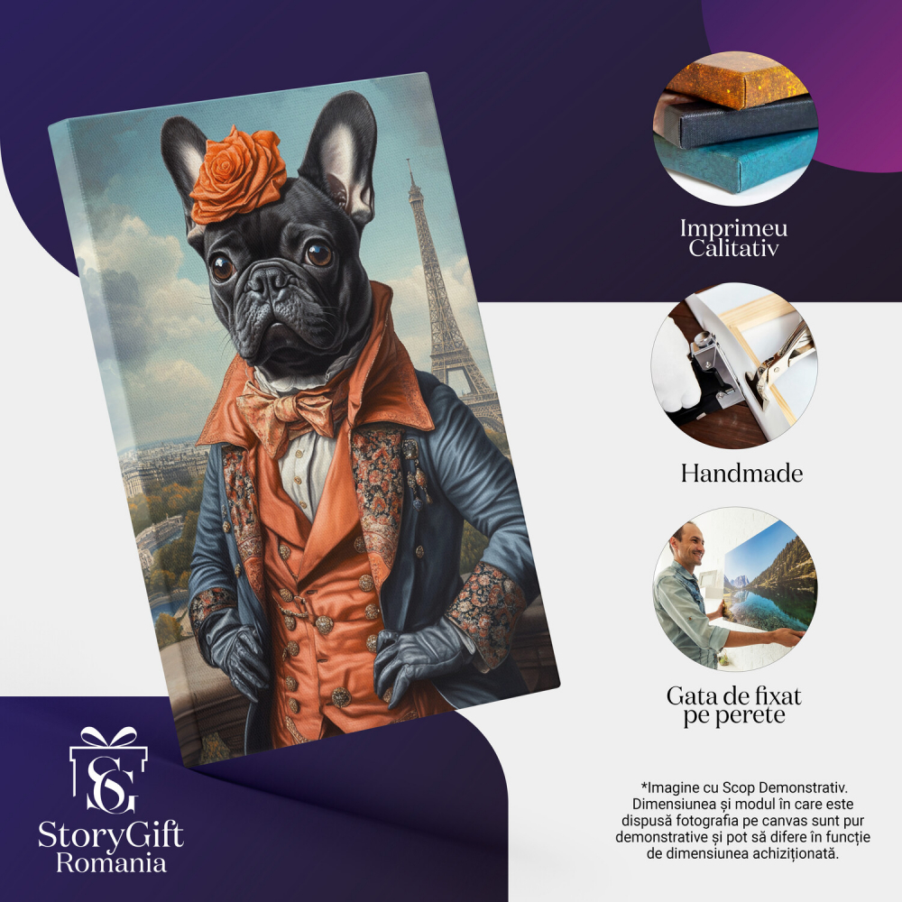 Tablou Canvas Personalizat - Animal Regal la Paris în Ținută Albastră
Marime 90x60CM [4]