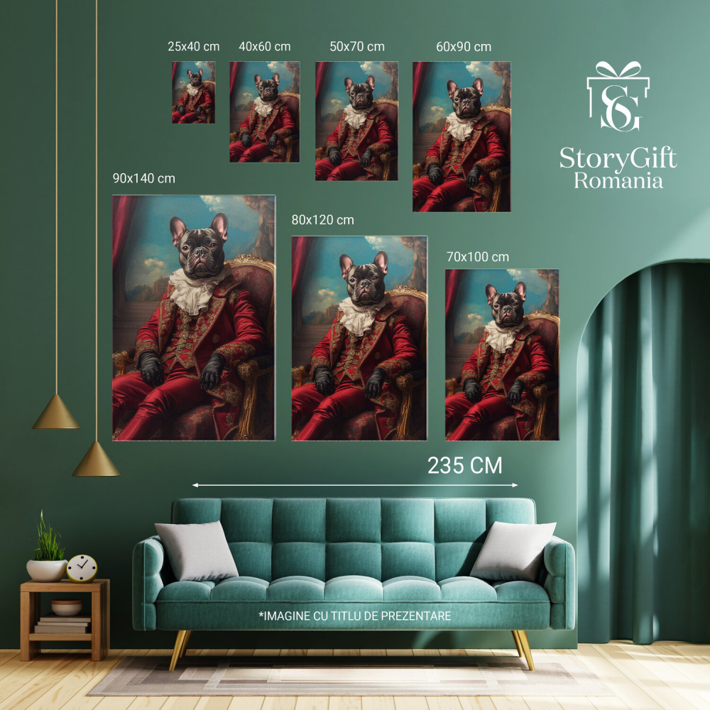  Tablou Canvas Personalizat Rege Pe Tron Roșu Cu Guler Ruff AlbMarime 70x50CM [6]