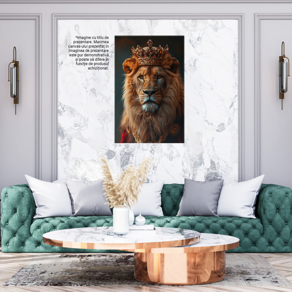 Regele Savanei - Leul Regal în Manto și Coroană, Marime 40x25CM [3]