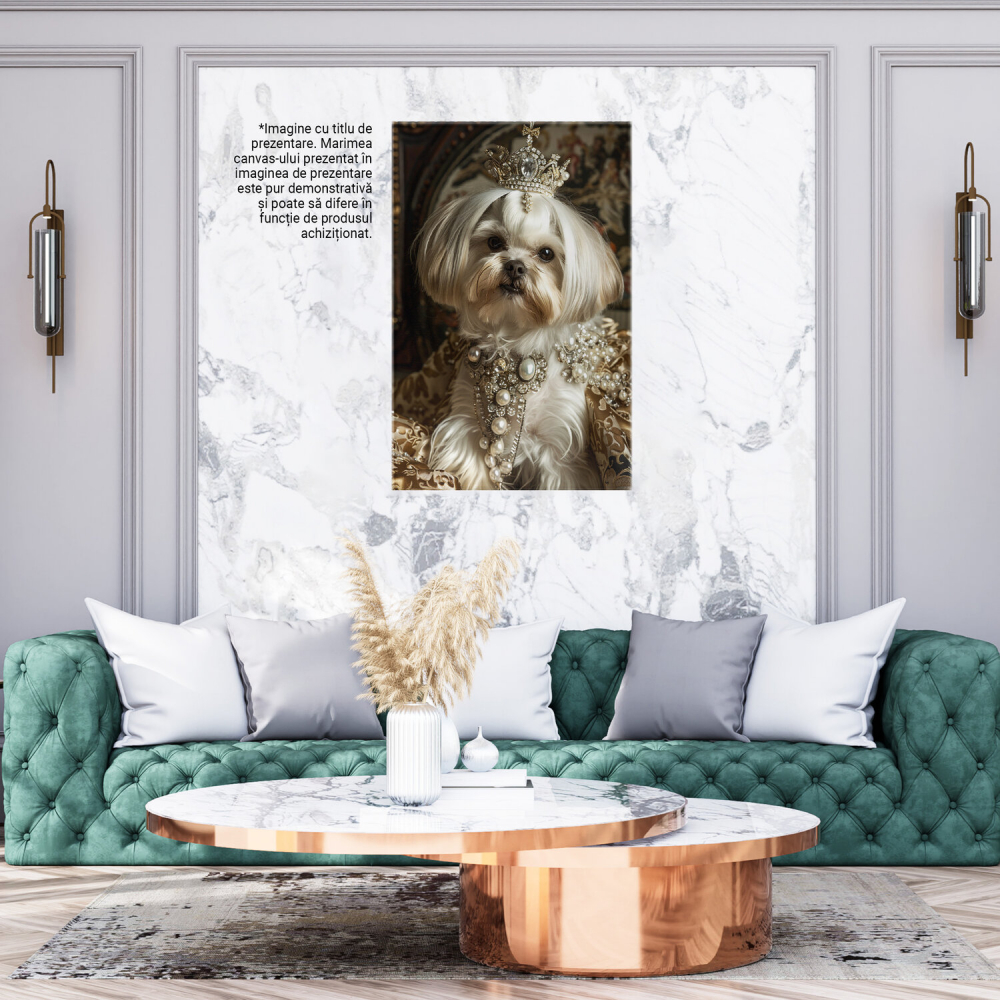 Regina Cățeluș cu Coroană din Diamante - Tablou Canvas, Marime 40x25CM [3]