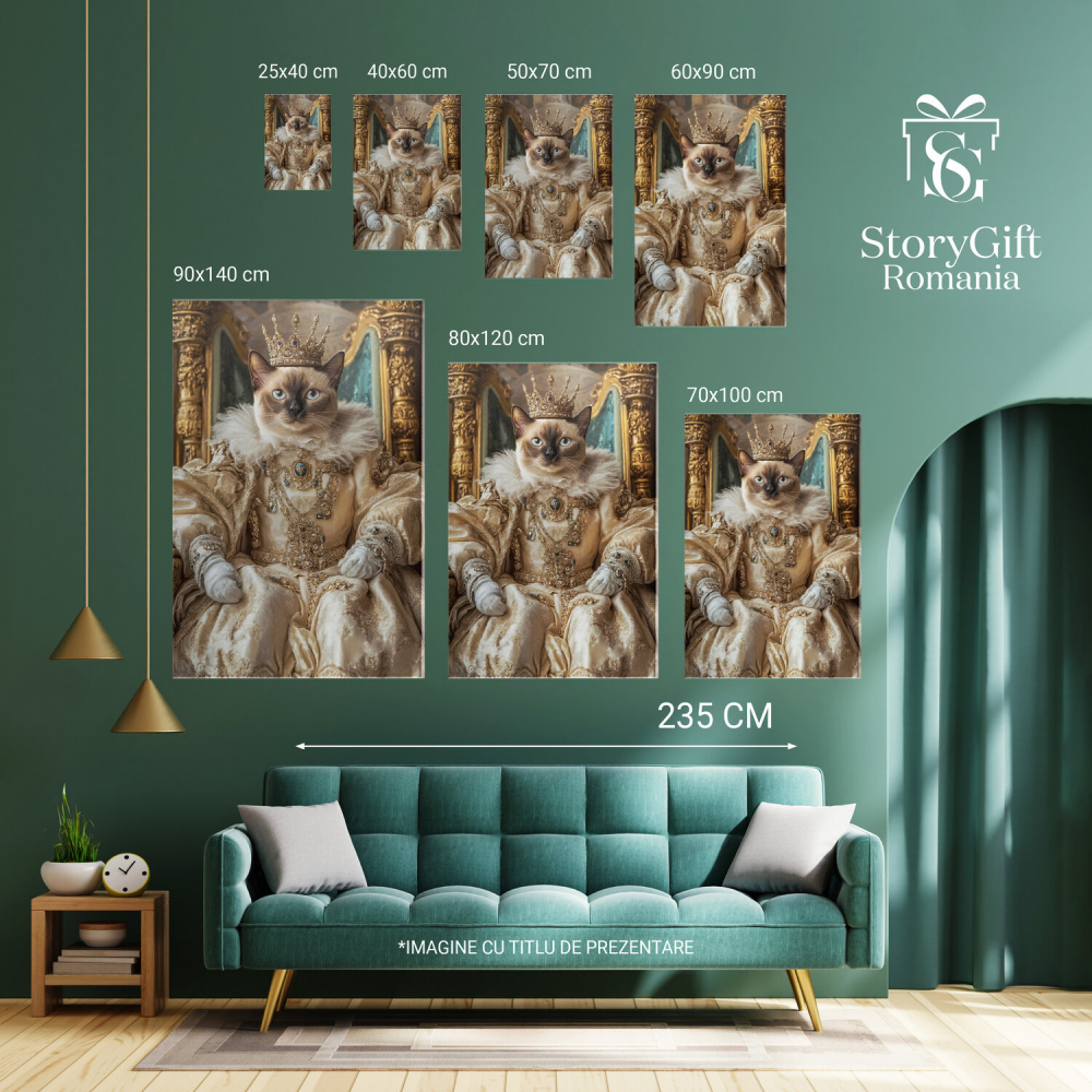  Tablou Canvas Personalizat Regina Pe Tron De Aur Cu Diamante Și CoroanăMarime 100x70CM [6]