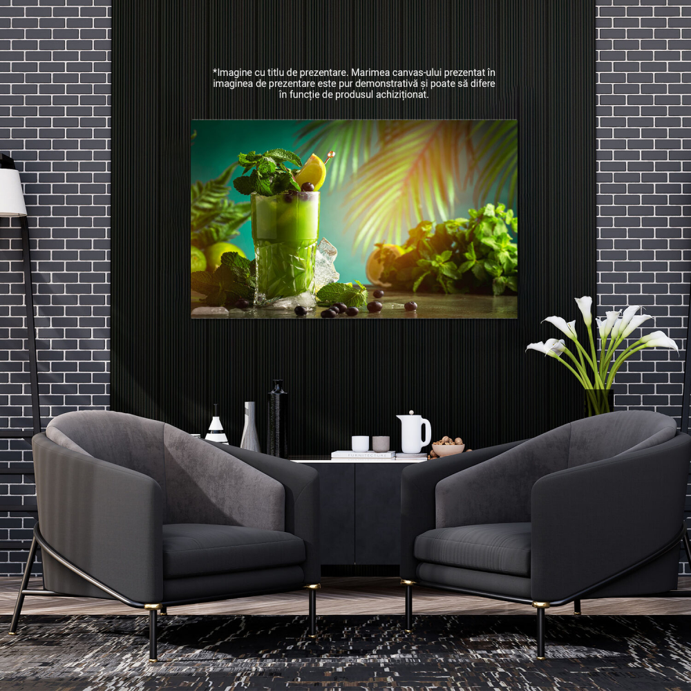 Tablou Canvas Cocktail cu Afine – Artă pentru Bar și Băuturi Stilate, Marime 40x25CM [3]