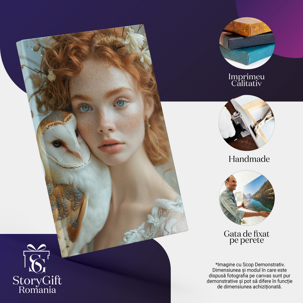 Roscata cu Ochii Ca Marea și Pasărea 'Striga' în Brațe, Marime 40x25CM [2]