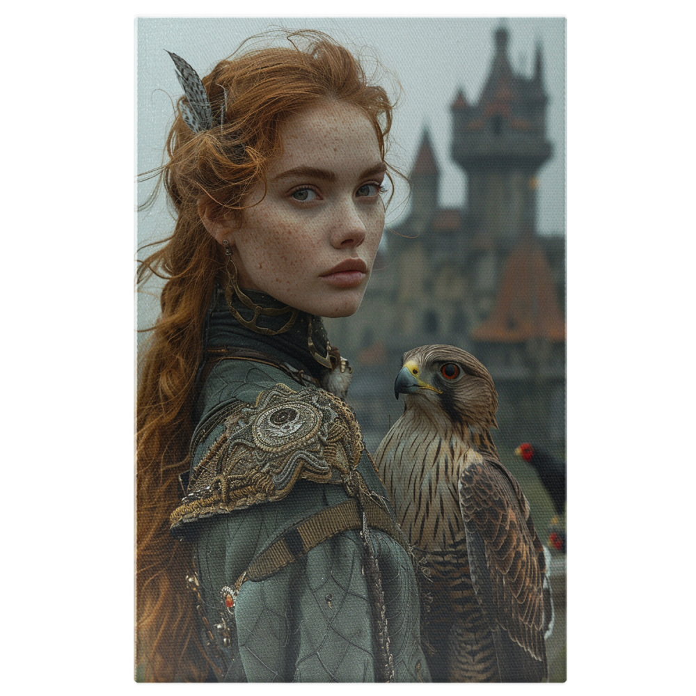 Fata Roscata în Costum Regal cu Pasărea de Companie, Marime 40x25CM [1]