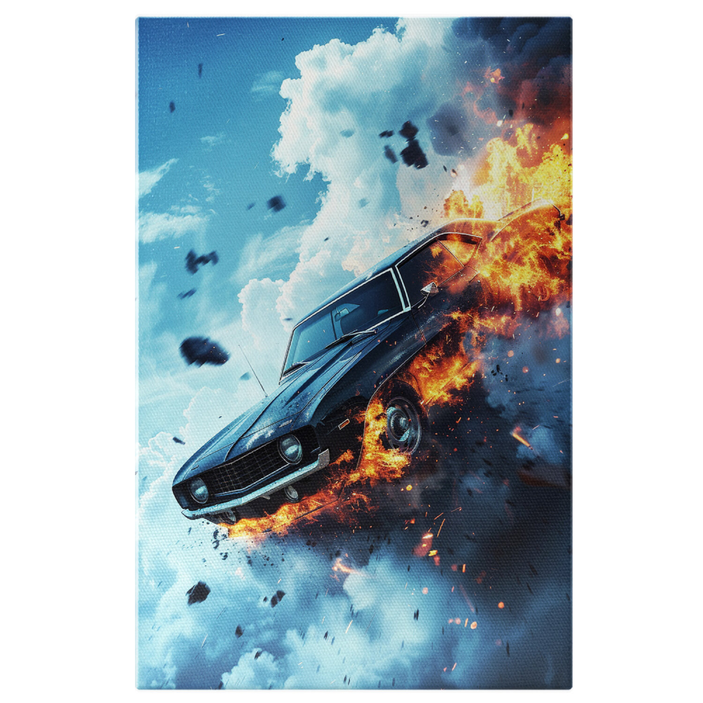 Tablou Canvas - Roți Înfierbântate deasupra Norilor Furioși: Cascadorie în Cer, Marime 40x25CM [1]