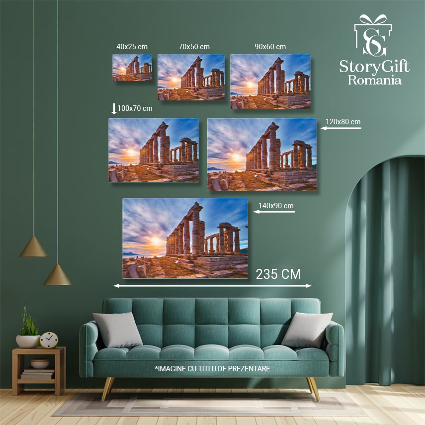 Tablou Canvas - Ruinele la Capul Sounion, Grecia: Istorie si Arheologie la Apus 40x25CM [5]