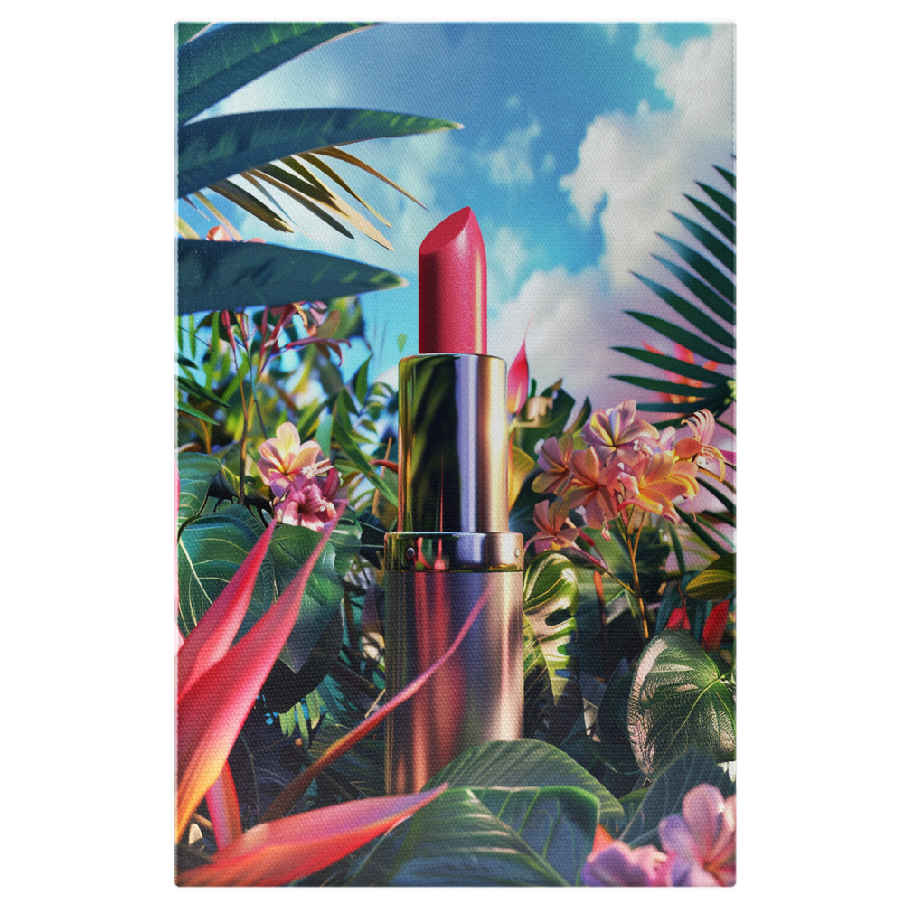 Ruj Roz și Flori Exotice - Tablou Canvas cu Cer Senin, Marime 40x25CM [1]