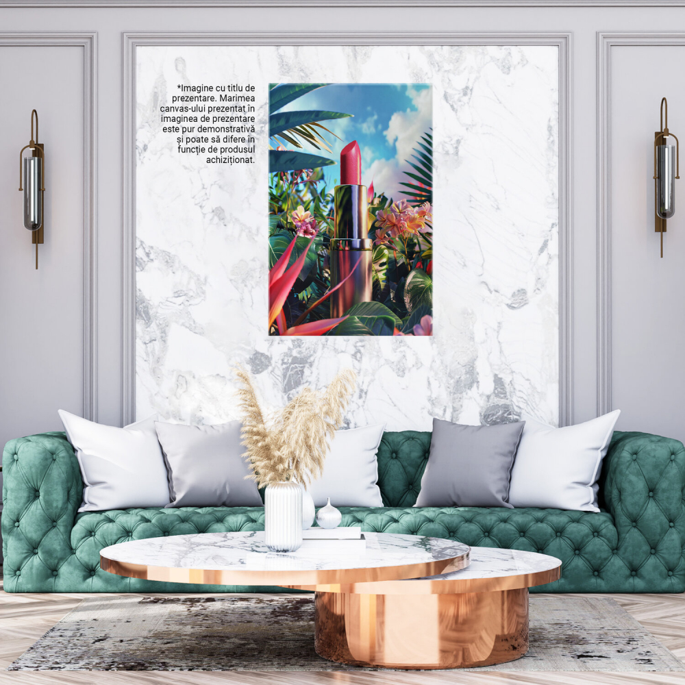 Ruj Roz și Flori Exotice - Tablou Canvas cu Cer Senin, Marime 40x25CM [3]