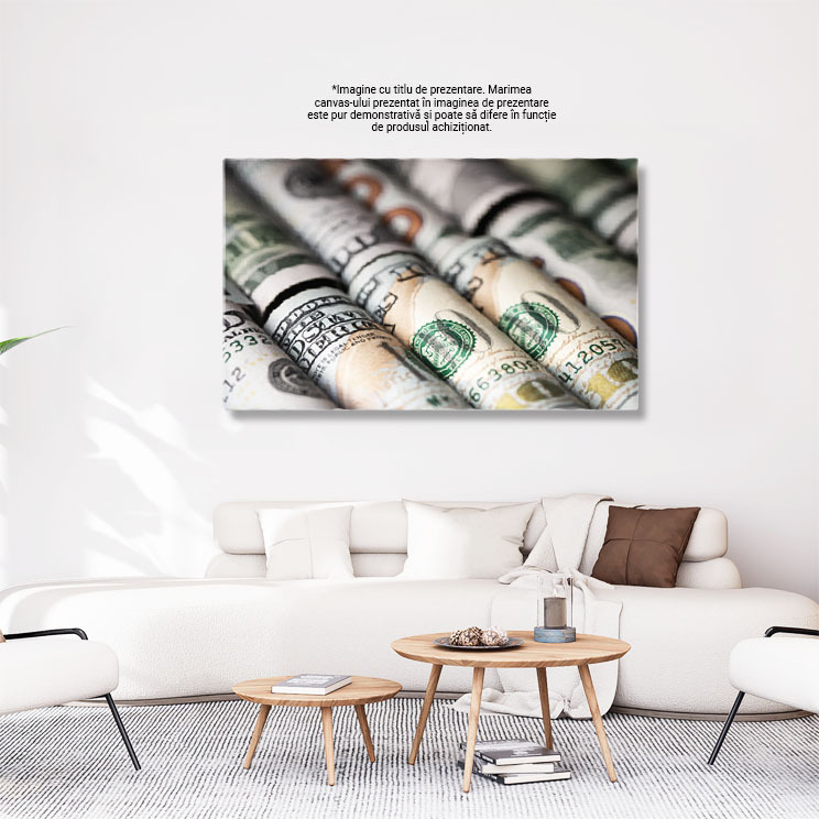 Tablou Canvas Rulouri de Bancnote de Dolari, America, dolar, bani, finante, bogatie 3789 40x25CM [3]