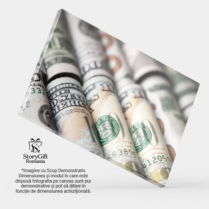 Tablou Canvas Rulouri de Bancnote de Dolari, America, dolar, bani, finante, bogatie 3789 40x25CM [4]