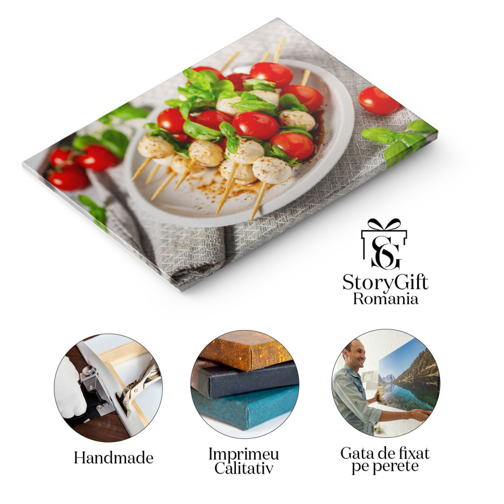 Tablou Canvas: Salata Caprese, Aroma Mediterranean? - Fresh, Basil, Mozzarella 40x25CM [2]