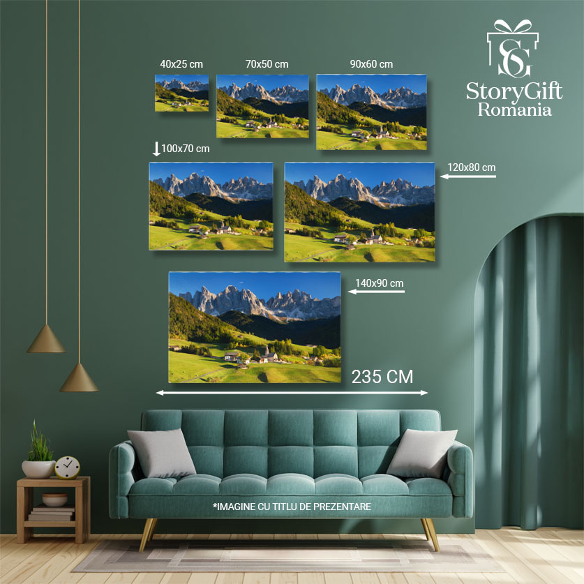 Tablou Canvas Santa Maddalena in Val di Funes, peisaj muntos, calatorie, ferma. 3874 40x25CM [5]