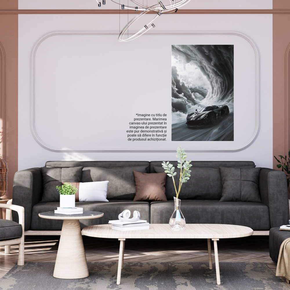 Scufundarea în Abisul de Abur - Automobilul Negru în Negura Întunecată, Marime 40x25CM [4]