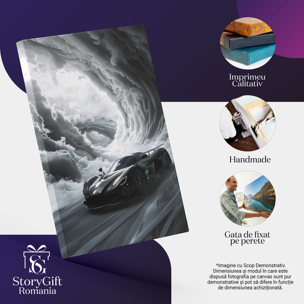 Scufundarea în Abisul de Abur - Automobilul Negru în Negura Întunecată, Marime 40x25CM [2]