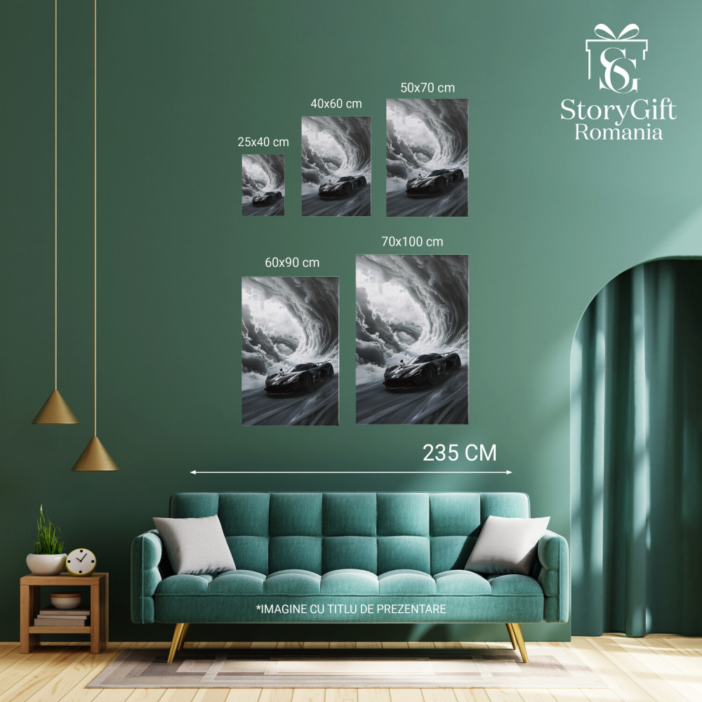 Scufundarea în Abisul de Abur - Automobilul Negru în Negura Întunecată, Marime 40x25CM [3]