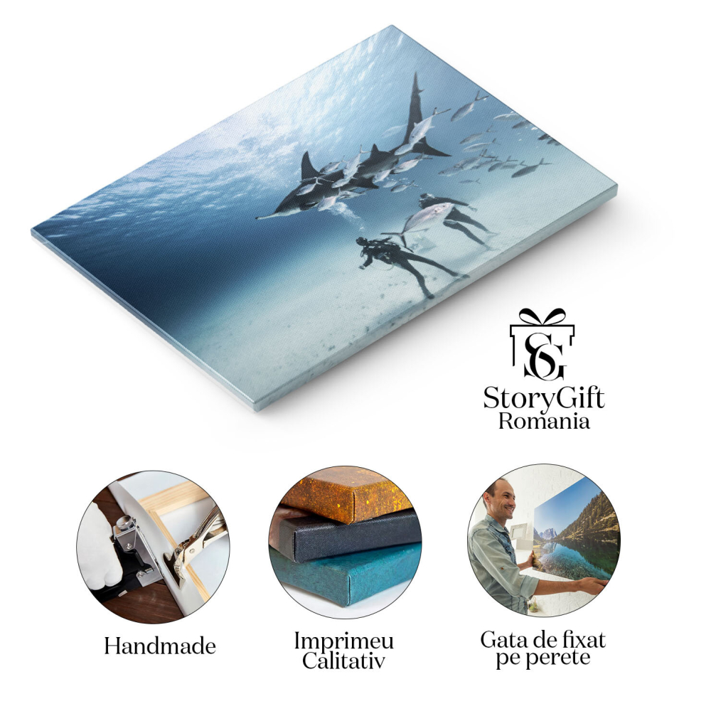 Tablou Canvas Scufundatori pe Fundul Marii, recreere, scufundare, hobby, subacvatic 4917 40x25CM [2]